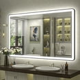 thumbnail image 1 of GODCHAR 48x30 inch Black Framed Bathroom Mirror with Front&Backlit, AntiFog Wall Mirror with 3 Color Dimmable, Memory and Tempered Glass, 1 of 10