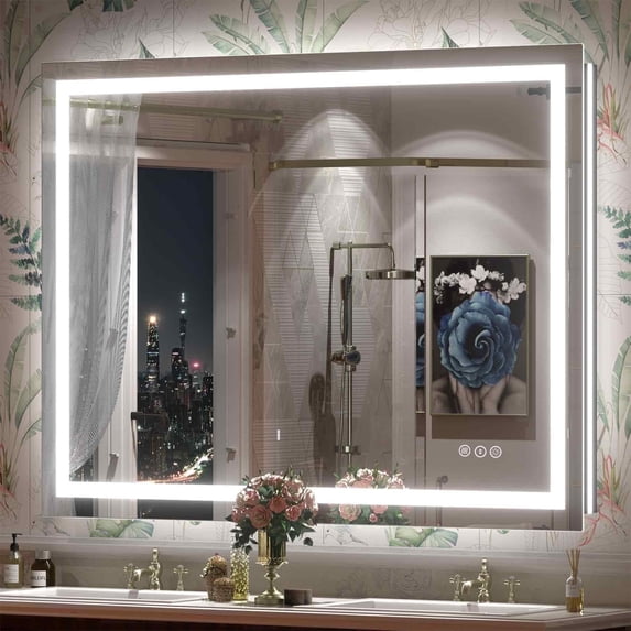 GODCHAR 48"x36" LED Bathroom Mirror, 24V Pro Backlit & Frontlit Vanity Mirror, UL Certified Anti-Fog Dimmable