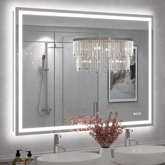 GODCHAR 48"x36" LED Bathroom Mirror, 24V Pro Backlit & Frontlit Vanity Mirror, UL Certified Anti-Fog Dimmable