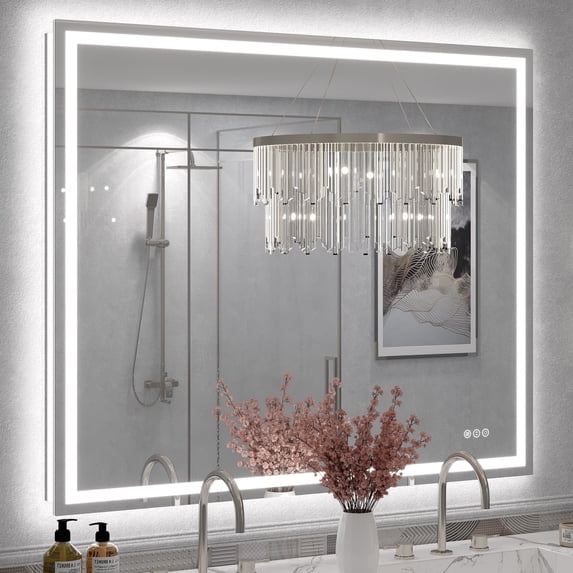 GODCHAR 48"x40" LED Bathroom Mirror, 24V Pro Backlit & Frontlit Vanity Mirror, UL Certified Anti-Fog Dimmable