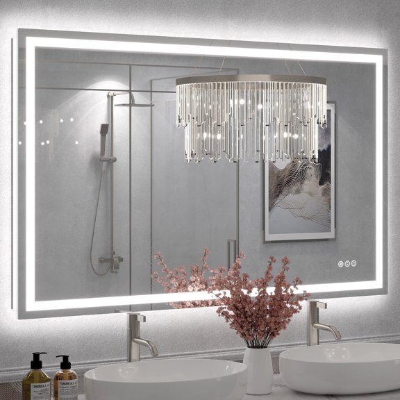 GODCHAR 51"x32" LED Bathroom Mirror, 24V Pro Backlit & Frontlit Vanity Mirror, UL Certified Anti-Fog Dimmable
