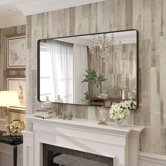 Apmir 51x30 inch Bathroom Vanity Mirror with Aluminum Alloy Framed, Tempered Glass, Wall Mounted