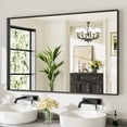 thumbnail image 1 of GODCHAR 55"x 36" Bathroom Vanity Mirror Rectangular Metal Frame French Cleat Mounted Wall Mirror Tempered Glass, 1 of 10