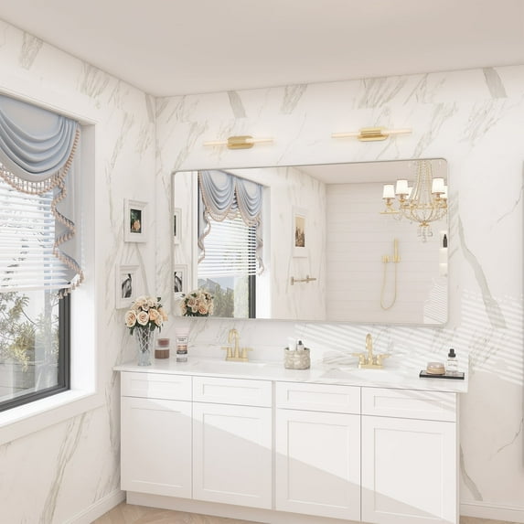 Apmir 55x30 inch Bathroom Vanity Mirror with Aluminum Alloy Framed, Tempered Glass, Wall Mounted