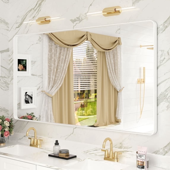 GODCHAR 55x30 inch Shatterproof Bathroom Mirror, Metal Framed Wall Vanity Mirror