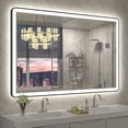 thumbnail image 1 of GODCHAR 55x36 inch Black Framed Bathroom Mirror with Front&Backlit, AntiFog Wall Mirror with 3 Color Dimmable, Memory and Tempered Glass, 1 of 10