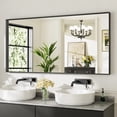 thumbnail image 1 of GODCHAR 60"x 30" Bathroom Vanity Mirror Rectangular Metal Frame French Cleat Mounted Wall Mirror Tempered Glass, 1 of 10