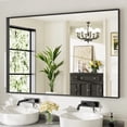 thumbnail image 1 of GODCHAR 60"x 40" Bathroom Vanity Mirror Rectangular Metal Frame French Cleat Mounted Wall Mirror Tempered Glass, 1 of 10