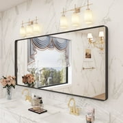 Apmir 60x28 inch Rectangular Wall Mirror Black Mirrors for Bathroom Vanity Mirror Tempered Glass