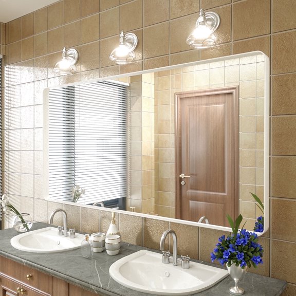 GODCHAR 60x30 inch Shatterproof Bathroom Mirror, Metal Framed Wall Vanity Mirror