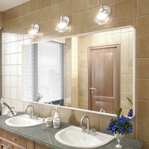 GODCHAR 60x30 inch Shatterproof Bathroom Mirror, Metal Framed Wall Vanity Mirror