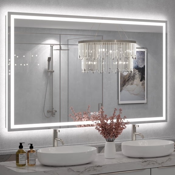 GODCHAR 60"x36" LED Bathroom Mirror, 24V Pro Backlit & Frontlit Vanity Mirror, UL Certified Anti-Fog Dimmable