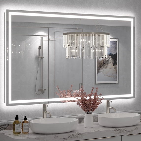 GODCHAR 60"x36" LED Bathroom Mirror, 24V Pro Backlit & Frontlit Vanity Mirror, UL Certified Anti-Fog Dimmable