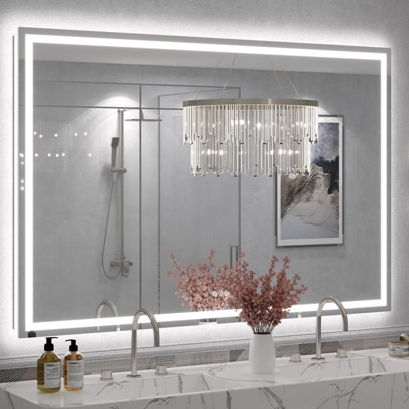 GODCHAR 60"x40" LED Bathroom Mirror, 24V Pro Backlit & Frontlit Vanity Mirror, UL Certified Anti-Fog Dimmable