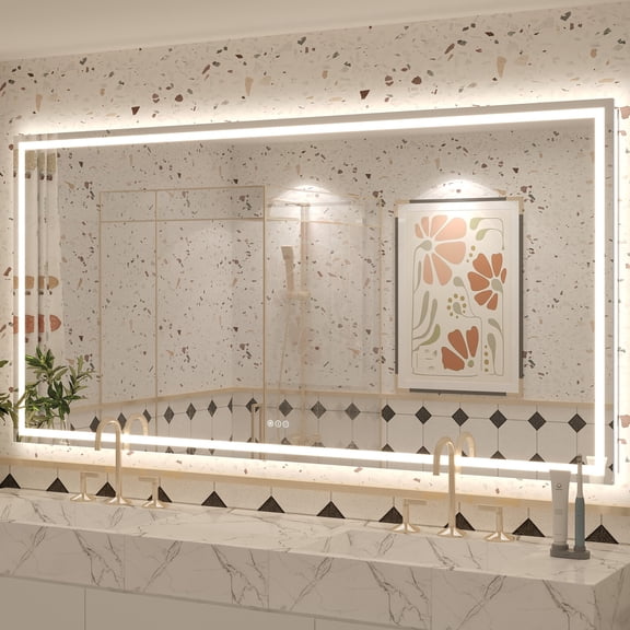 GODCHAR 72"x36" LED Bathroom Mirror, 24V Pro Backlit & Frontlit Vanity Mirror, UL Certified Anti-Fog Dimmable