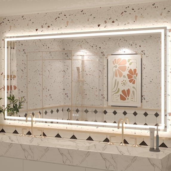 GODCHAR 72"x36" LED Bathroom Mirror, 24V Pro Backlit & Frontlit Vanity Mirror, UL Certified Anti-Fog Dimmable