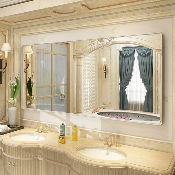 Apmir 72x36 inch Bathroom Vanity Mirror with Aluminum Alloy Framed, Tempered Glass, Wall Mounted