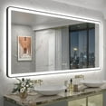 thumbnail image 1 of Apmir 72x36 inch Black Framed Bathroom Mirror with Front&Backlit, AntiFog Wall Mirror with 3 Color Dimmable, Memory and Tempered Glass, 1 of 10