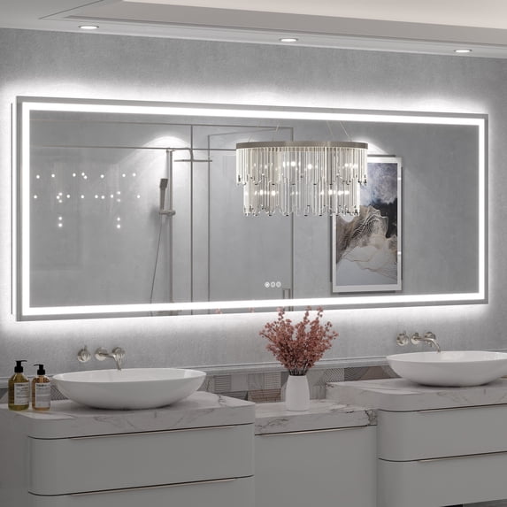GODCHAR 84"x32" LED Bathroom Mirror, 24V Pro Backlit & Frontlit Vanity Mirror, UL Certified Anti-Fog Dimmable