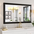thumbnail image 1 of GODCHAR Framed Tempered Glass Bathroom Vanity Rectangular Mirror 48"x30", Black, 1 of 8