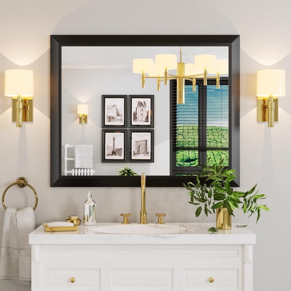 GODCHAR Aluminum Alloy Framed Bathroom Vanity Mirror in Tempered Glass