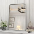 thumbnail image 1 of Apmir  Metal Frame Tempered Glass Bathroom Vanity Mirror for Wall, Cloakroom, Bedroom 28" x 20" - Silver, 1 of 5