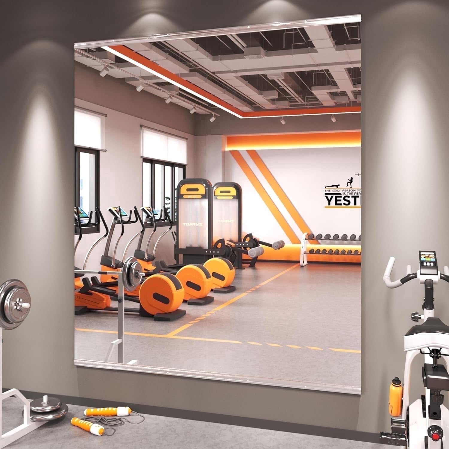 GODCHAR Home Gym Mirror 63"x28" 2-Pack, Frameless Full Body Wall Mirror, Shatterproof Tempered Glass for Yoga, Dance, Garage Gym