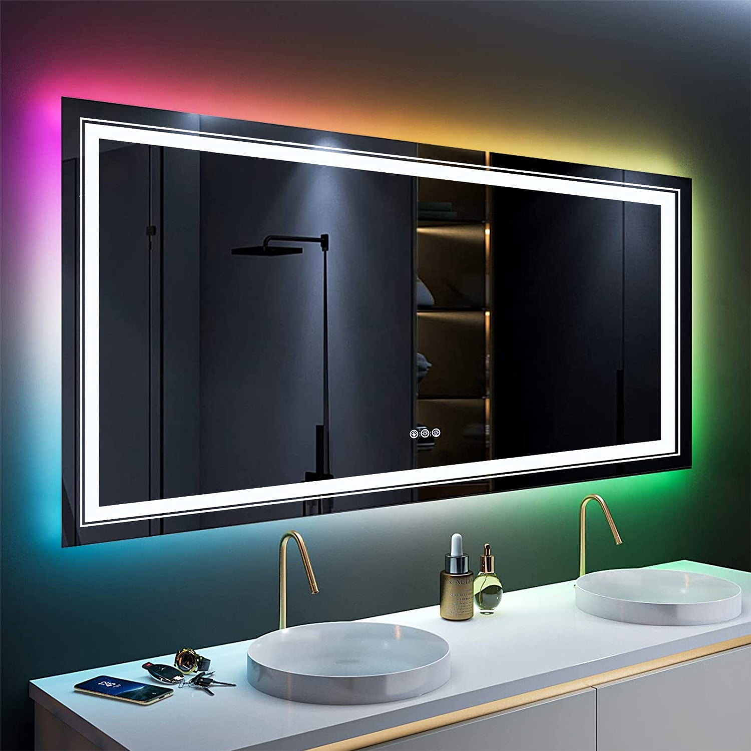 Apmir Frameless Anti-Fog Bathroom Vanity Mirror in Dimmable LED