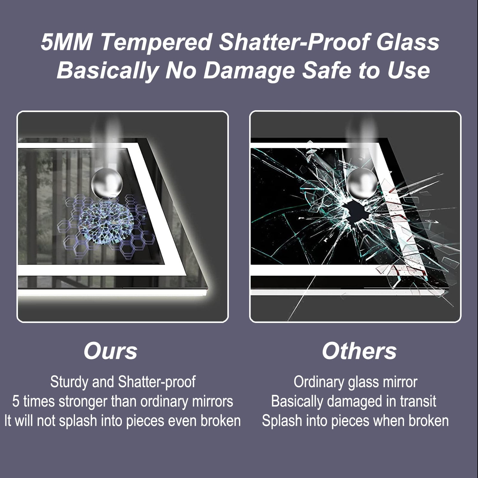 Apmir Frameless Double LED Lights Anti-Fog Bathroom Vanity Mirror in ...