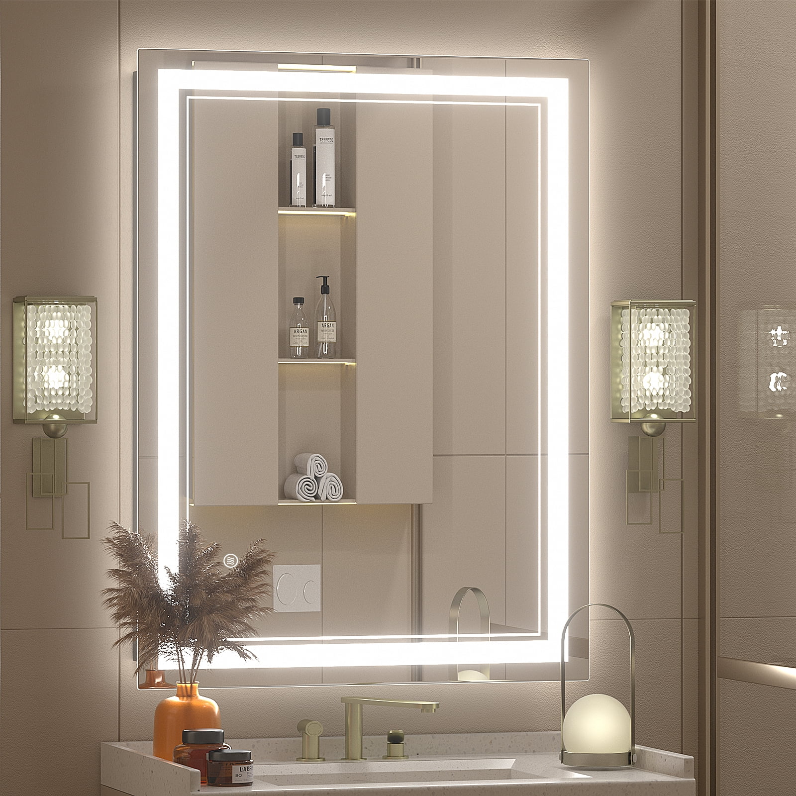 Frameless Frontlit LED Anti-fog Bathroom Vanity Mirror 32x24 inch ...