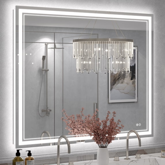 Frameless Frontlit LED Anti-fog Bathroom Vanity Mirror 48x40 inch