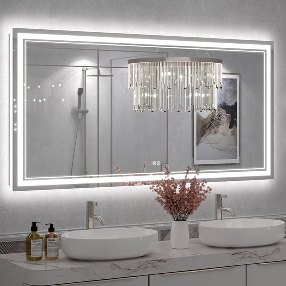 Frameless Frontlit LED Anti-fog Bathroom Vanity Mirror 60x30 inch