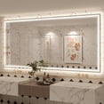 thumbnail image 1 of GODCHAR 84x40 LED Bathroom Mirror, 24V Dual Light Shatterproof Mirror with Anti-Fog, UL Listed, 3 Colors, 1 of 10