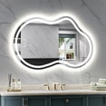 thumbnail image 1 of Frameless 32"x 24" Irregular LED Anti-Fog Tempered Glass Bathroom Vanity Mirror Asymmetrical Front and Backlit Wall Mirror, 1 of 11