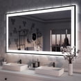 thumbnail image 1 of Oversized LED Anti-fog Mirror, 55 x 30 Black Metal Frame Wall Bathroom Mirror, Dimmable by GODCHAR, 1 of 12