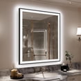 thumbnail image 1 of Oversized LED Anti-fog Mirror, 36 x 32 Black Metal Frame Wall Bathroom Mirror, Dimmable by GODCHAR, 1 of 12