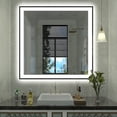 thumbnail image 1 of Oversized LED Anti-fog Mirror, 38 x 38 Black Metal Frame Wall Bathroom Mirror, Dimmable by GODCHAR, 1 of 12