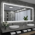 thumbnail image 1 of Oversized LED Anti-fog Mirror, 77 x 36 Black Metal Frame Wall Bathroom Mirror, Dimmable by GODCHAR, 1 of 12