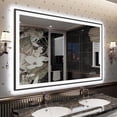 thumbnail image 1 of Oversized LED Anti-fog Mirror, 48 x 32 Black Metal Frame Wall Bathroom Mirror, Dimmable by GODCHAR, 1 of 12