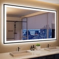 thumbnail image 1 of Oversized LED Anti-fog Mirror, 60 x 36 Black Metal Frame Wall Bathroom Mirror, Dimmable by GODCHAR, 1 of 12