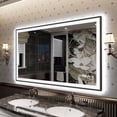 thumbnail image 1 of Oversized LED Anti-fog Mirror, 48 x 30 Black Metal Frame Wall Bathroom Mirror, Dimmable by GODCHAR, 1 of 12
