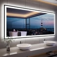 thumbnail image 1 of Oversized LED Anti-fog Mirror, 84 x 40 Black Metal Frame Wall Bathroom Mirror, Dimmable by GODCHAR, 1 of 9