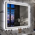 thumbnail image 1 of Oversized LED Anti-fog Mirror, 40 x 36 Black Metal Frame Wall Bathroom Mirror, Dimmable by GODCHAR, 1 of 12