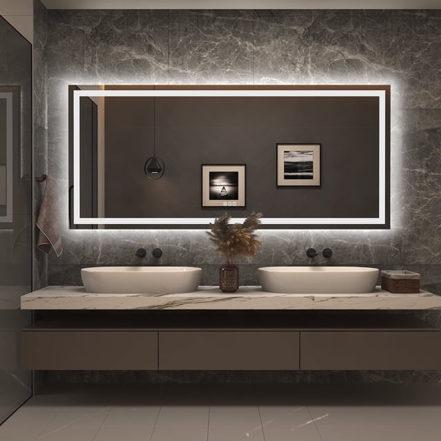 Apmir LED Bathroom Mirror Rectangle with Lights Super Bright Anti-Fog ...