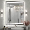 thumbnail image 1 of GODCHAR LED Bathroom Mirror Rectangular Anti-Fog Modern Style Mirror in Tempered Glass 36x30 inch, 1 of 10