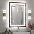 thumbnail image 1 of GODCHAR LED Bathroom Mirror Rectangular Anti-Fog Modern Style Mirror in Tempered Glass Black Frame 28x20 inch, 1 of 10