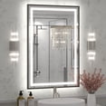 thumbnail image 1 of GODCHAR LED Bathroom Mirror Rectangular Anti-Fog Modern Style Mirror in Tempered Glass Black Frame 36x24 inch, 1 of 10
