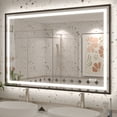 thumbnail image 1 of GODCHAR LED Bathroom Mirror Rectangular Anti-Fog Modern Style Mirror in Tempered Glass Black Frame 48x32 inch, 1 of 10