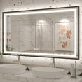thumbnail image 1 of GODCHAR LED Bathroom Mirror Rectangular Anti-Fog Modern Style Mirror in Tempered Glass Black Frame 55x30 inch, 1 of 10