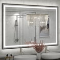 thumbnail image 1 of GODCHAR LED Bathroom Mirror Rectangular Anti-Fog Modern Style Mirror in Tempered Glass Black Frame 55x36 inch, 1 of 10